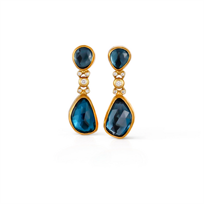 csv_image Gurhan Earring in Yellow Gold containing London blue topaz, Multi-gemstone, Diamond OKE-YG-LBT-15132