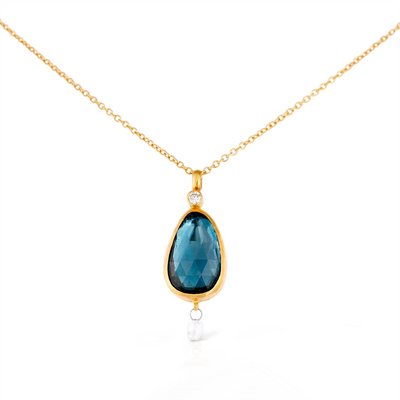 csv_image Gurhan Necklace in Yellow Gold containing London blue topaz, Multi-gemstone, Diamond OKN-YG-LBT-15134-18