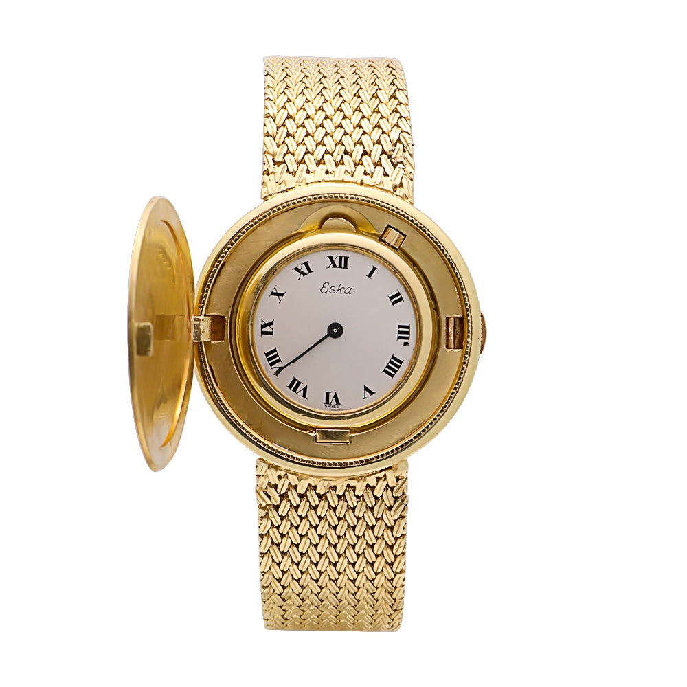 Eska 14K Yellow Gold Coin Watch 34.5mm Manual Wind Vintage Sold